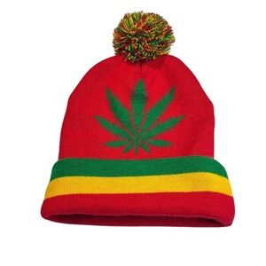 Rasta hat rainbow weed ganja marijuana cannabis leaf logo cap beanie grunge